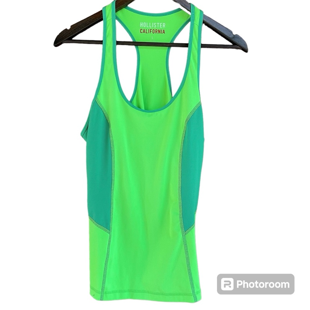 Hollister Women's Racer back Tank Top, Size LG, Green Polyester, Athletic